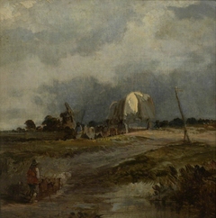 Covered Wagon crossing a Heath by possibly William James Müller