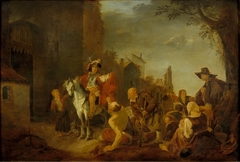 De heilige Martinus temidden der armen by Maerten Stoop