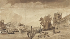 De Seine en de Pont Royal; rechts het pavillon de Flore en een vleugel van het Louvre by François Victor Sabatier