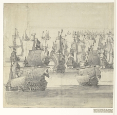 De Vierdaagse Zeeslag (linkerblad), 1666 by Willem van de Velde I