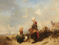 Dutch Seaside View with playing Child by Charles Hoguet