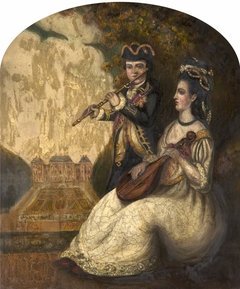 Elizabeth Egerton, later Mrs Peter Legh (1678-1720) and her Brother playing Musical Instruments by Anonymous