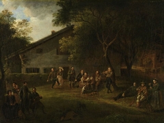 Familie Dillis vor dem Forsthaus in Grüngiebing by Johann Georg von Dillis