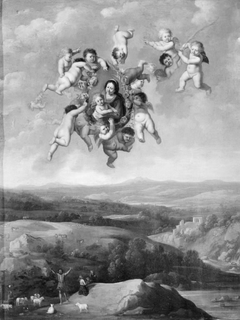 Floating Angels with Image of the Virgin by Pieter van Avont