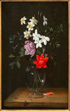 Flower Still Life in a glass vase by Catarina Ykens-Floquet