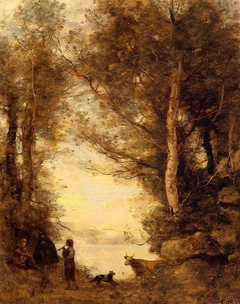 Flute Player at Lake Albano by Jean-Baptiste-Camille Corot