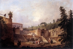 Fountain on a Palace Terrace by Hubert Robert