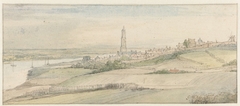 Gezicht op Rhenen en de Rijn uit het oosten by Gerbrand van den Eeckhout