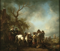 Halt at a Farrier's by Philips Wouwerman