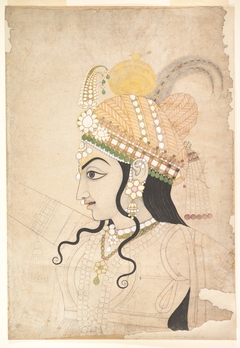 Head of Krishna: cartoon for a mural of the Raslila by Sahib Ram