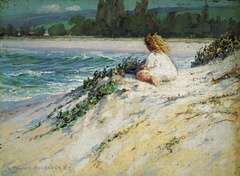 Helen on Waialua Beach, Oahu by D. Howard Hitchcock