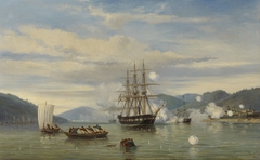 HNLMS Steam Warship Medusa Forcing Passage through the Shimonoseki Strait by jonkheer Jacob Eduard van Heemskerck van Beest