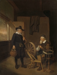 Interior with Fisherman and Man beside a Bobbin and Spool by Quiringh Gerritsz. van Brekelenkam