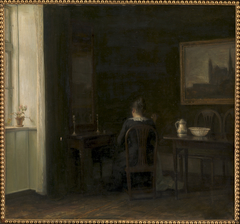 Interior with the Artist's Wife Emilie Heise by Carl Holsøe