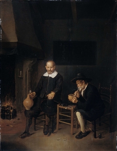 Interior with Two Men by the Fireside by Quiringh Gerritsz. van Brekelenkam