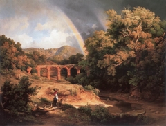 Italian Landscape with Viaduct and Rainbow by Károly Markó