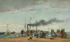 Jetty and Wharf at Trouville by Eugène Louis Boudin