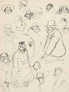 Karikaturale portret- en figuurstudies van mannen by Théophile Alexandre Steinlen