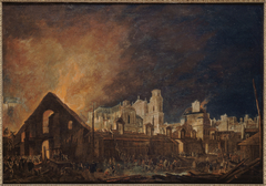 La Foire Saint-Germain pendant l'incendie (nuit du 16 au 17 mars 1762) by Pierre-Antoine Demachy