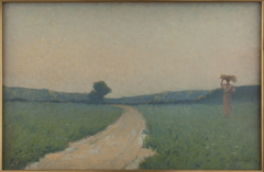 La route des champs le matin by Alphonse Osbert