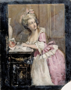 Lady Writing, Study II for the Rococo Lady by Albert Edelfelt