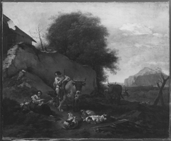 Landscape with cattle and shepherds by Abraham Begeyn