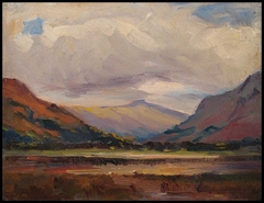 Landscape with lake and mountains : Scottish landscape by Maggie Laubser