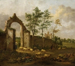 Landscape with sheep by Jan Wijnants