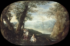 Landschaft mit badenden Frauen by Annibale Carracci