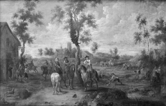 Landschap met plunderende ruiters by Peter Snayers