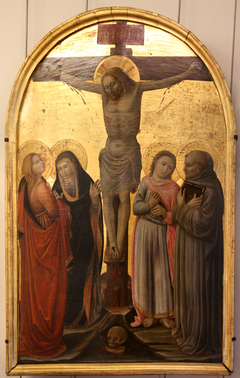 Le Christ en croix entre sainte Madeleine, la Vierge, saint Jean et saint Bernardo degli Uberti by Andrea di Giusto