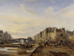 Le Pont-Marie et le port Saint-Paul by Charles Louis Mozin