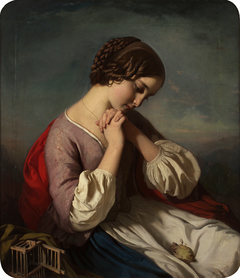 Mädchen mit totem Vogel by Henry Guillaume Schlesinger