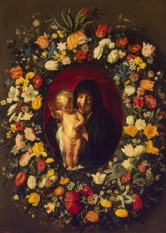 Madonna and Child in the Garland of Flowers by Jacob Jordaens