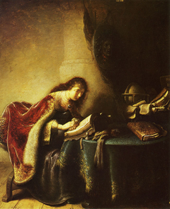 Minerva reading by Rembrandt