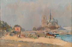 Notre-Dame de Paris, vue du quai de la Tournelle by Albert Lebourg