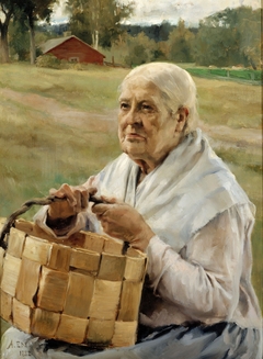 Old Woman with a Splint Basket by Albert Edelfelt