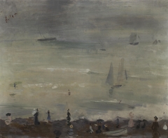 On the Beach, Dieppe, Impression Gray Sea by Paul César Helleu