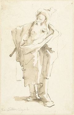 Oude man met staf en puntmuts by Giovanni Battista Tiepolo