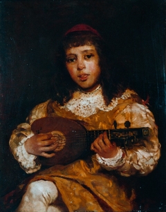 Page boy with mandolin by Gaetano Previati