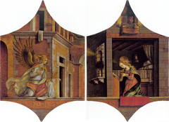 Panels of a polyptych: The Archangel Gabriel and The Virgin Annunciate by Carlo Crivelli