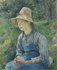 Peasant Girl with a Straw Hat by Camille Pissarro