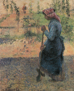 Peasant Woman Digging by Camille Pissarro