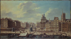 Place de Grève et décorations pour le feu d'artifice à l'occasion de la naissance de la princesse Marie-Thérèse, fille du Dauphin by Nicolas-Jean-Baptiste Raguenet