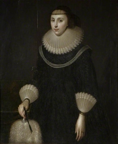 Portrait Of A Lady With A Fan by Anonymous