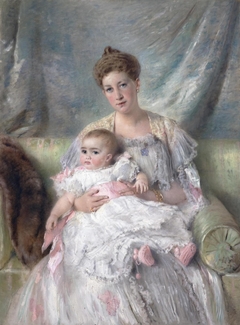 Portrait of Grand Duchess Maria Georgievna with Her Daughter Nina by Anonymous