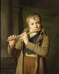 Portret van jongen die dwarsfluit bespeelt by Willem Bartel van der Kooi