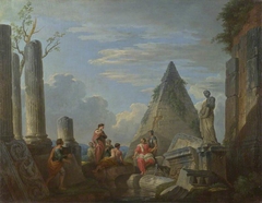 Roman Ruins with Figures by Giovanni Paolo Panini