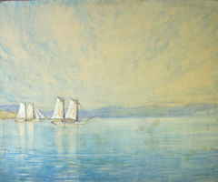 Scows in Wellington Harbour by Esmond Hurworth Atkinson