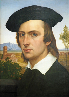 Self-Portrait with Beret in front of a Roman Landscape by Johann David Passavant